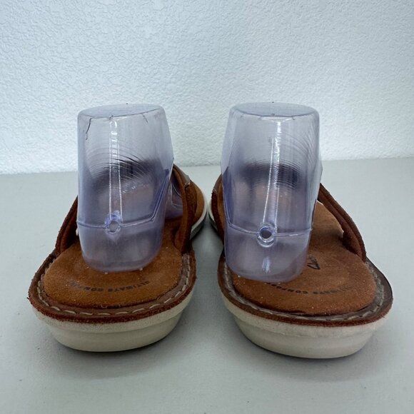 Clarks Ellison Easy Brown Leather Flip Flops Thong Sandals Shoes Mens size 9 M - Picture 3 of 8